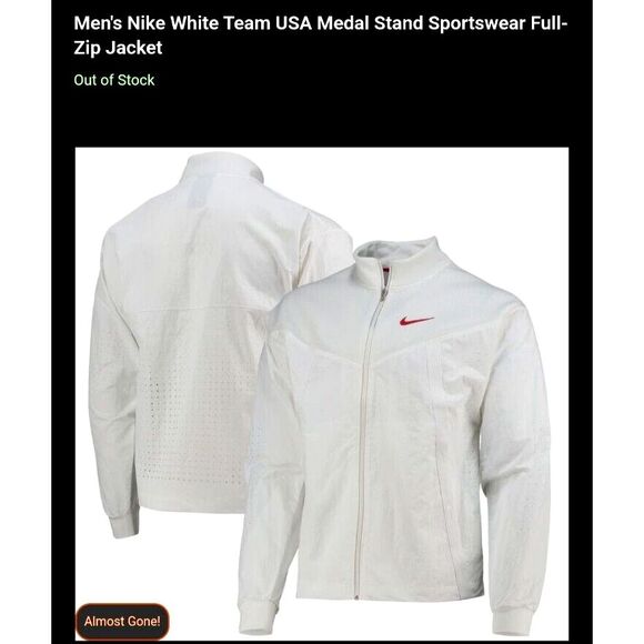 NWT Nike‎ Men's Sz XS White Team USA Medal Stand Sportswear Zip Up Jacket